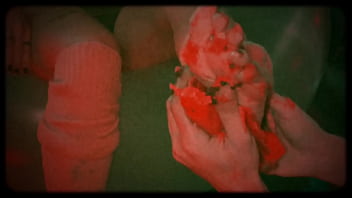 Foot slave licking my messy feet