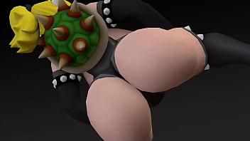 Bowsette big booty and boobs bouncing