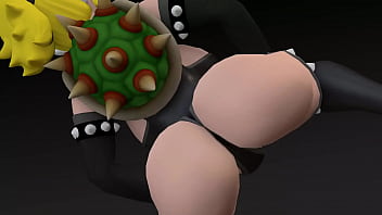 Bowsette big booty and boobs bouncing