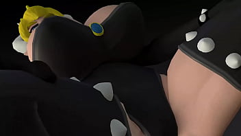 Bowsette big booty and boobs bouncing