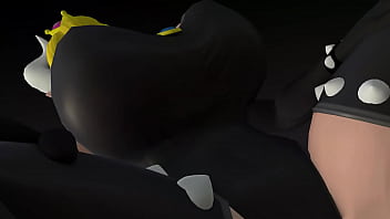 Bowsette big booty and boobs bouncing