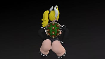 Bowsette big booty and boobs bouncing