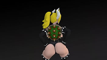 Bowsette big booty and boobs bouncing