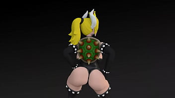 Bowsette big booty and boobs bouncing