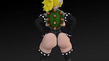 Bowsette big booty and boobs bouncing
