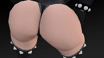 Bowsette big booty and boobs bouncing