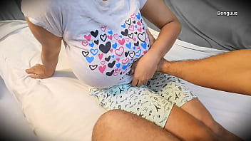 Big tits stepsister was alone at home then stepbrother came to give company