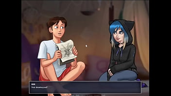 Petite teen giving a sexy massage and giving us a handjob summertime saga