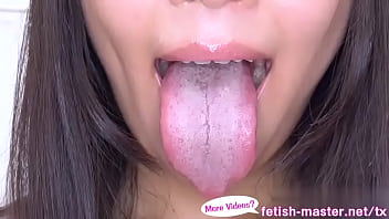 Japanese asian tongue spit fetish