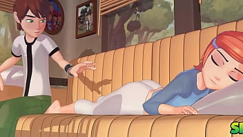 Lucky teen with couch girl