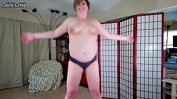 Jiggling and dropping titties and belly jumping up and down for belly and boob flops clara crisp shows off soft belly