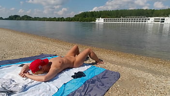 Ariela rider exhibicionist public on the danube bank