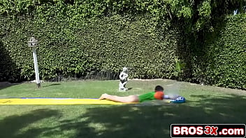 Backyard bang with a red haired milf on a slippery slide