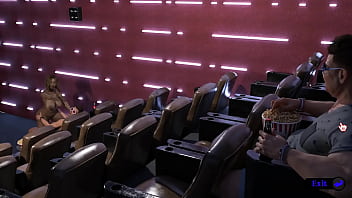 A pervert spies on a couple at a movie theater hentai kink maker