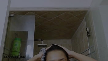 Alluring teen slut enjoys a sensual bath