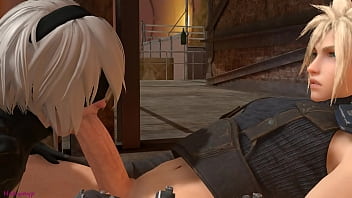 B2 from automata takes the cheek and gives claude from the final fantasy in the ass