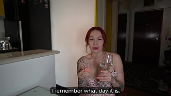 Redhead stepmom covered in foam gets fucked hard doggystyle