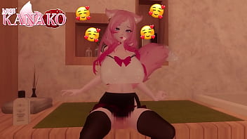 Cat girl kanako finds a dick and sees if she can fit on that dick