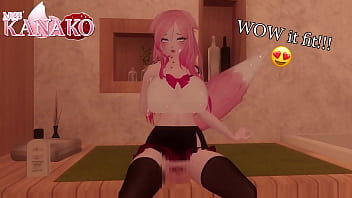 Cat girl kanako finds a dick and sees if she can fit on that dick