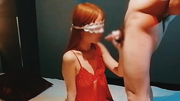 赤いセクシーランジェリーの巨乳の義妹がフェラチオで精子を絞り取る。home made amateur 個人撮影 kawasaki jk