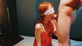 赤いセクシーランジェリーの巨乳の義妹がフェラチオで精子を絞り取る。home made amateur 個人撮影 kawasaki jk