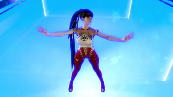 Athletic horny eve in debauched outfit dancing solo in front of mirror Athletic horny eve in debauched outfit dancing solo in front of mirror