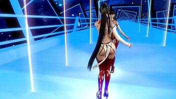 Athletic horny eve in debauched outfit dancing solo in front of mirror