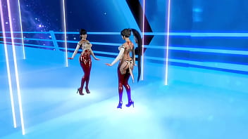 Athletic horny eve in debauched outfit dancing solo in front of mirror