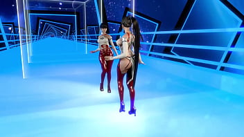 Athletic horny eve in debauched outfit dancing solo in front of mirror