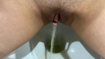 Morning yellow pissing compilation in toilet hairy unshaven pussy female pov
