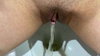 Morning yellow pissing compilation in toilet hairy unshaven pussy female pov