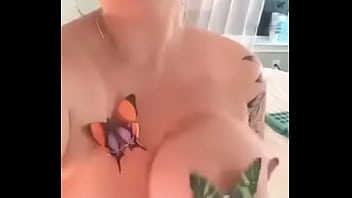 Girl plays with big titties