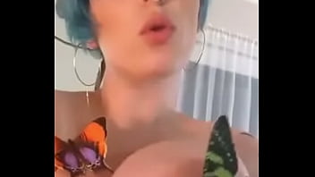 Girl plays with big titties