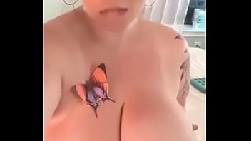 Girl plays with big titties