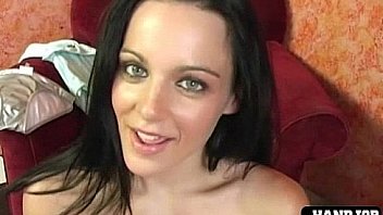 Brunettel with big tits plays with cock