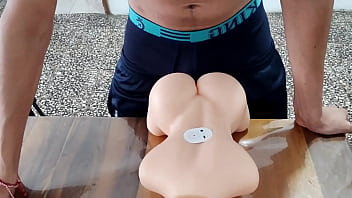 Inexperienced young man wanting to try his sex toy
