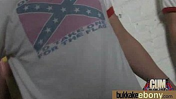 Huge cocks cover their black face in cum 8