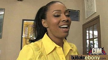 Huge cocks cover their black face in cum 8