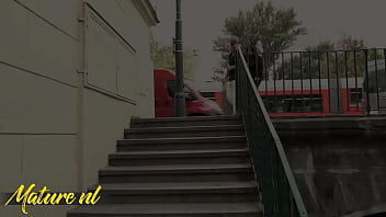 Busty secretary meets a stranger in the park on her smoking break