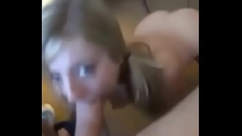 Cute blonde sucking big dick
