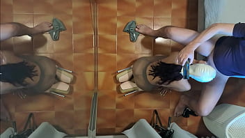 Preview milf in pantyhose and high heels gives a blowjob on her knees with cum swallowing