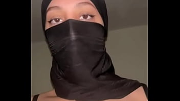 Solo arab girl in hijab grabs her muslim tits • slutty titties show for you