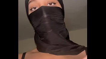Solo arab girl in hijab grabs her muslim tits • slutty titties show for you