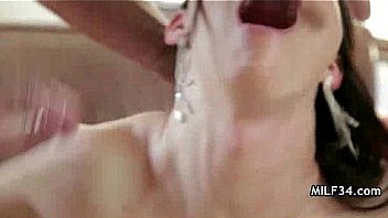 Hot cougar gets mouthful of cum