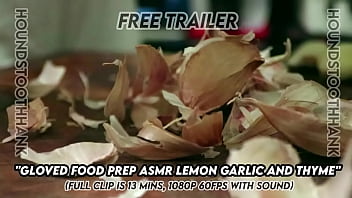 Gloved food prep asmr lemon garlic and thyme