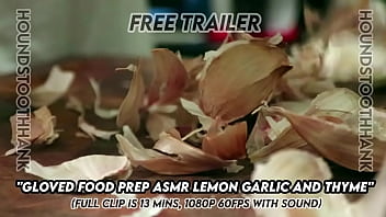 Gloved food prep asmr lemon garlic and thyme