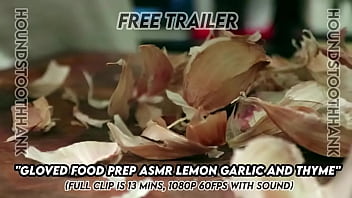 Gloved food prep asmr lemon garlic and thyme