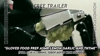 Gloved food prep asmr lemon garlic and thyme