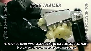 Gloved food prep asmr lemon garlic and thyme