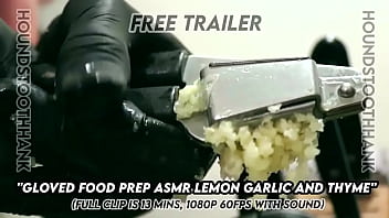 Gloved food prep asmr lemon garlic and thyme